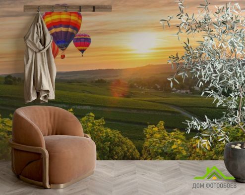 выбрать Фотообои Воздушные шары на закате Фотообои, цвет: «горизонталная, горизонтальная» на стену