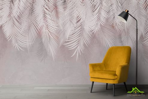 выбрать Фотообои розовые листья пальмы Фотообои Дизайнерские листья на стену