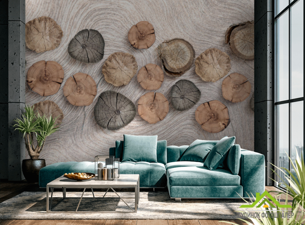 выбрать Фотообои Деревянные срубы на стене Фотообои 3Д на стену