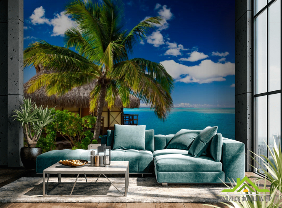 выбрать Фотошпалери Пальма з хатиною Каталог фотошпалер на стіну