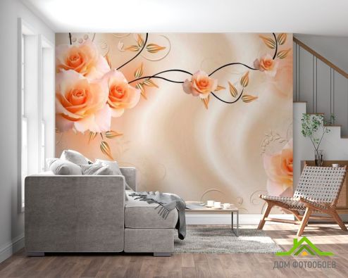 выбрать Фотообои Розы Фотообои Фотообои 3D цветы : рисунок, горизонталная, горизонтальная  на стену
