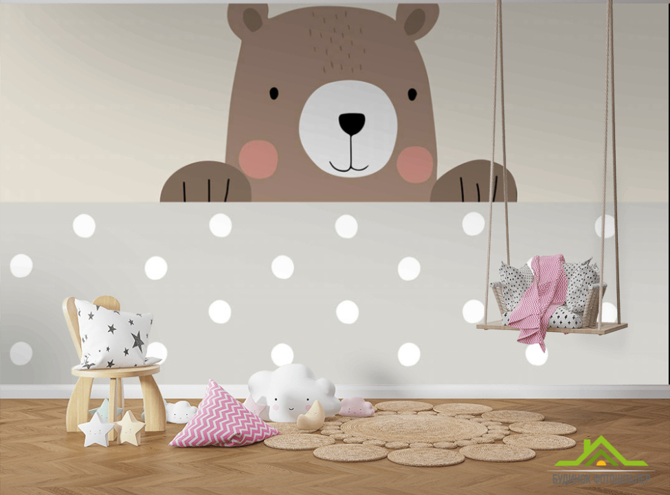 выбрать Фотошпалери Ведмедик на бежевому фоні Каталог фотошпалер на стіну