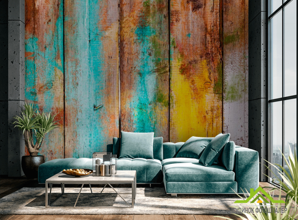 выбрать Фотообои Цветная деревянная основа Каталог фотообоев на стену