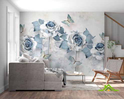 выбрать Фотообои 3d голубые розы Фотообои, цвет: «горизонталная, горизонтальная» на стену