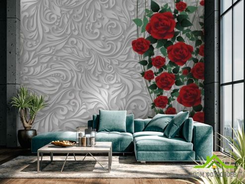 выбрать Фотообои 3д Розы Фотообои Фотообои 3D цветы : рисунок  на стену