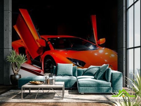 выбрать Фотообои Lamborghini Aventador F643 Фотообои Фотообои Транспорт: горизонталная, горизонтальная, красный ориентация на стену
