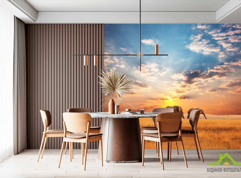 выбрать Фотообои Слоны на закате Каталог фотообоев на стену