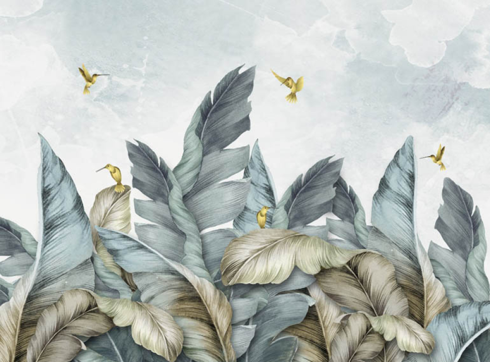 выбрать Фотошпалери птиці і тропічні листя Каталог фотошпалер на стіну