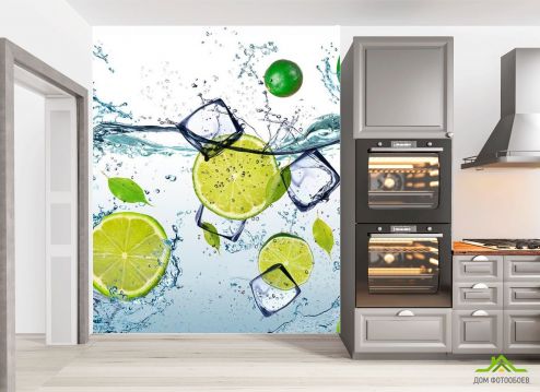 выбрать Фотообои в кухню Лайм со льдом Фотообои в кухню: картинка, зелений, зеленый на стену