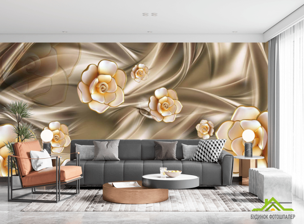 выбрать Фотошпалери 3Д золоті брошки Каталог фотошпалер на стіну