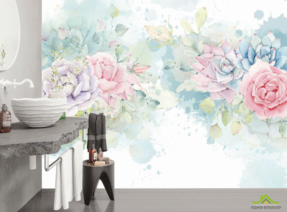 выбрать Фотошпалери акварельні кам'яні квіти Каталог фотошпалер на стіну
