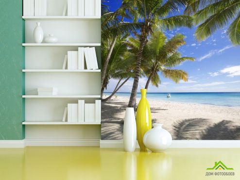 выбрать Фотообои тенек от пальм на берегу моря Фотообои, цвет: «» на стену