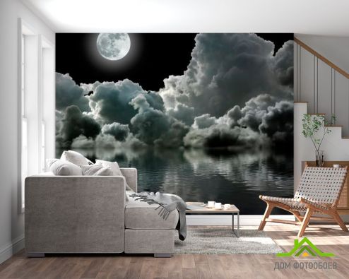 выбрать Фотообои Луна над облаками Фотообои Фотообои Космос: горизонталная, горизонтальная, черный ориентация на стену