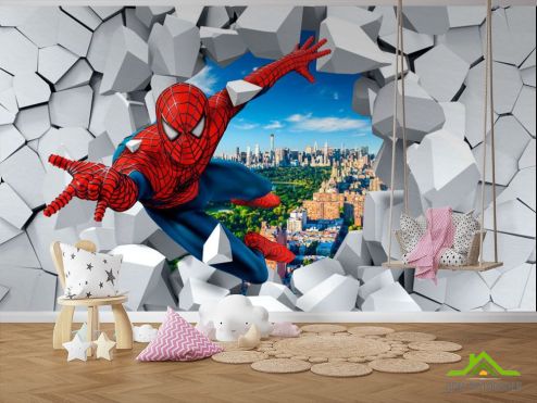 выбрать Фотообои Человек паук 3Д Красные фотообои на стену