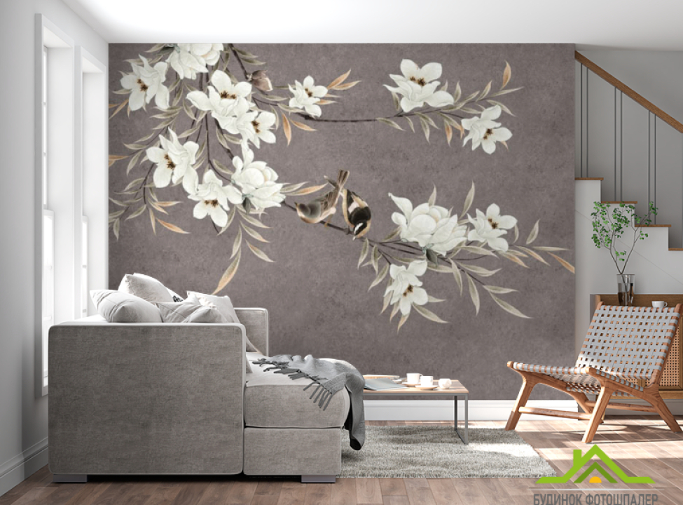 выбрать Фотошпалери гілки магнолії з квітами Каталог фотошпалер на стіну