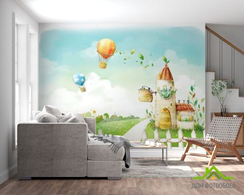 выбрать Фотообои Воздушные шары Фотообои Фотообои Иллюстрации: рисунок, зелений, зеленый  на стену