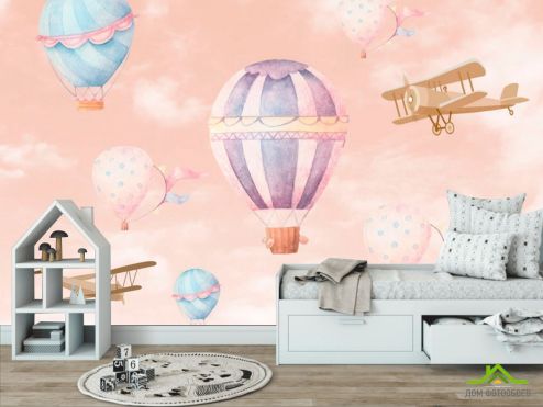 выбрать Фотообои Воздушные шары и самолетик Фотообои Little kids на стену