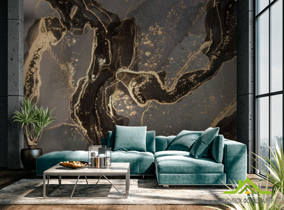 выбрать Фотошпалери Темний fluid art з золотом Каталог фотошпалер на стіну