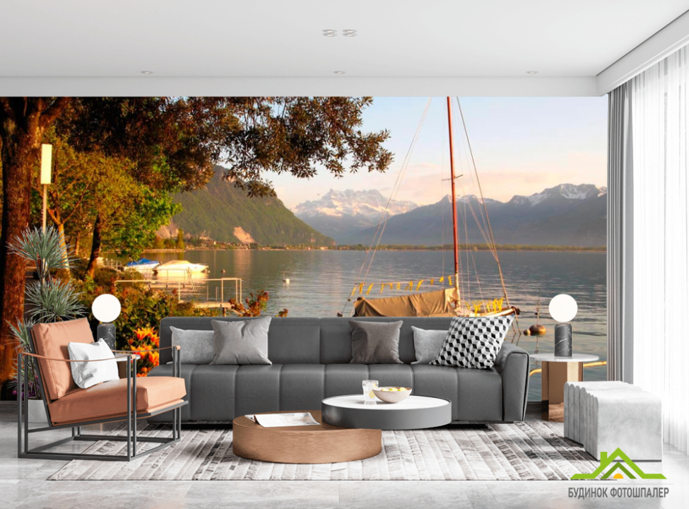 выбрать Фотошпалери Фотошпалери Яхта в горах Каталог фотошпалер на стіну