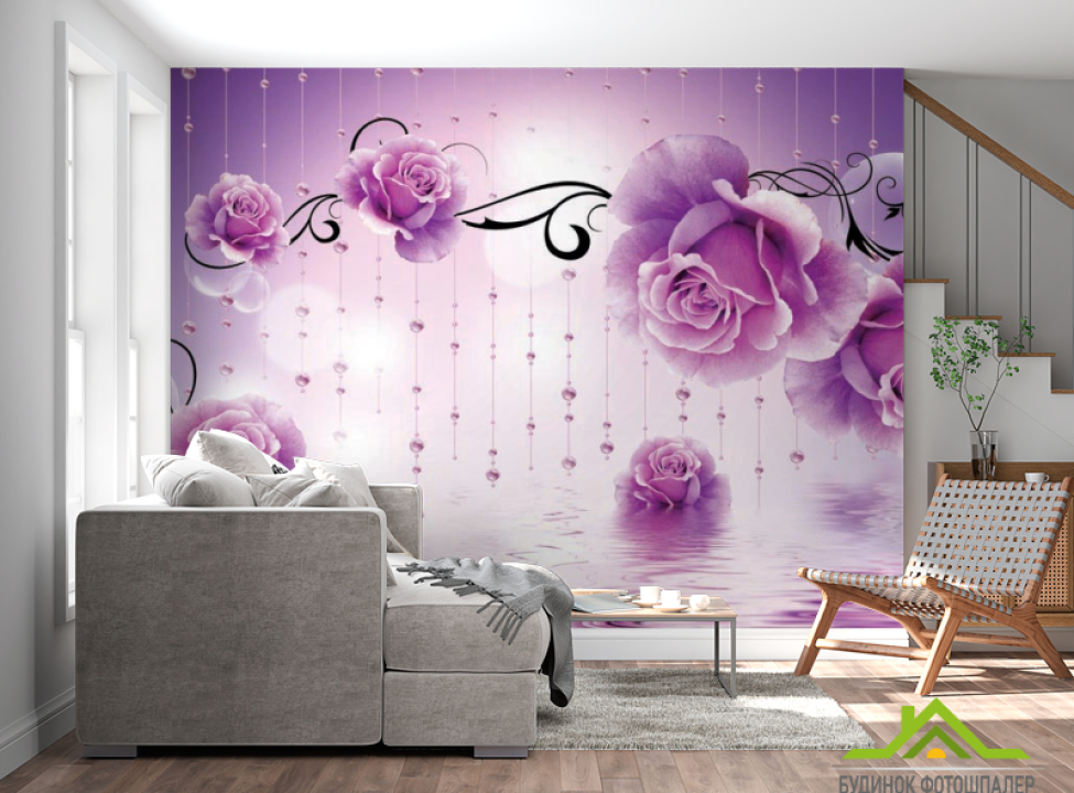 выбрать Фотошпалери Фіолетові квіти 3d Каталог фотошпалер на стіну