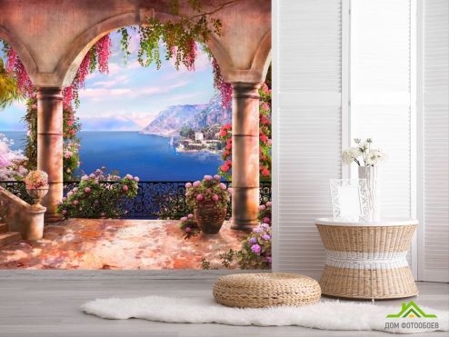выбрать Фотообои Море, горы, балкон, цветы Фотообои Фрески на стену