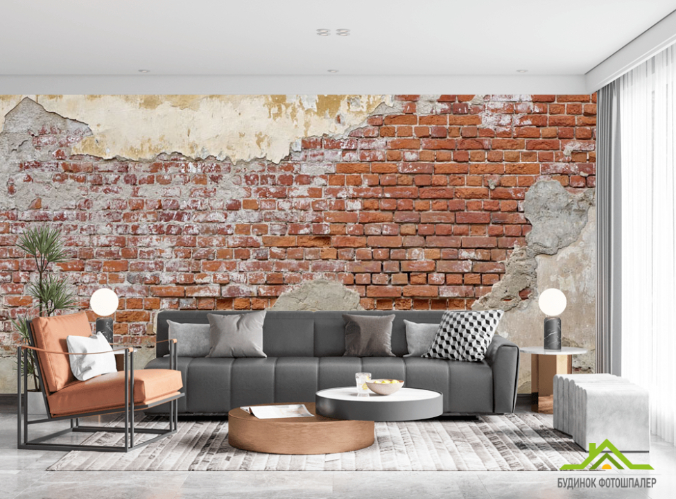 выбрать Фотошпалери Стара цегляна стіна з побілкою Шпалери під цеглу на стіну