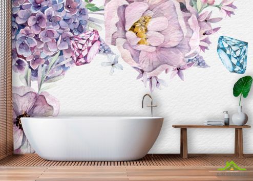 выбрать Фотообои Акварельные цветы Фотообои в ванную на стену