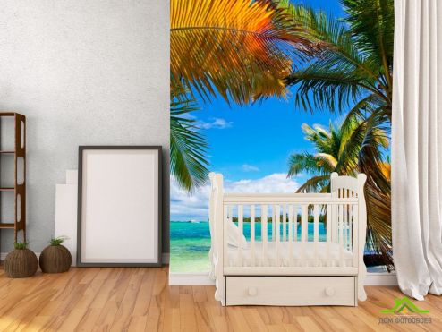 выбрать Фотообои Солнечнные пальмы Голубые фотообои на стену