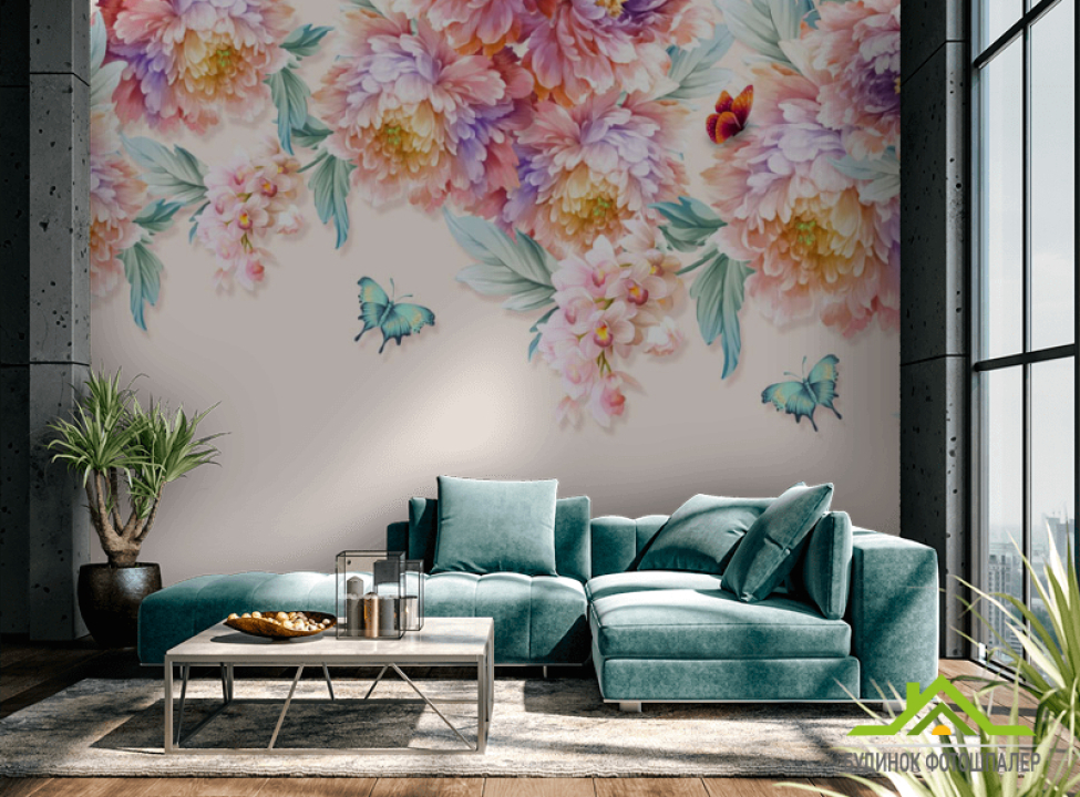 выбрать Фотошпалери різнокольорові півонії Каталог фотошпалер на стіну