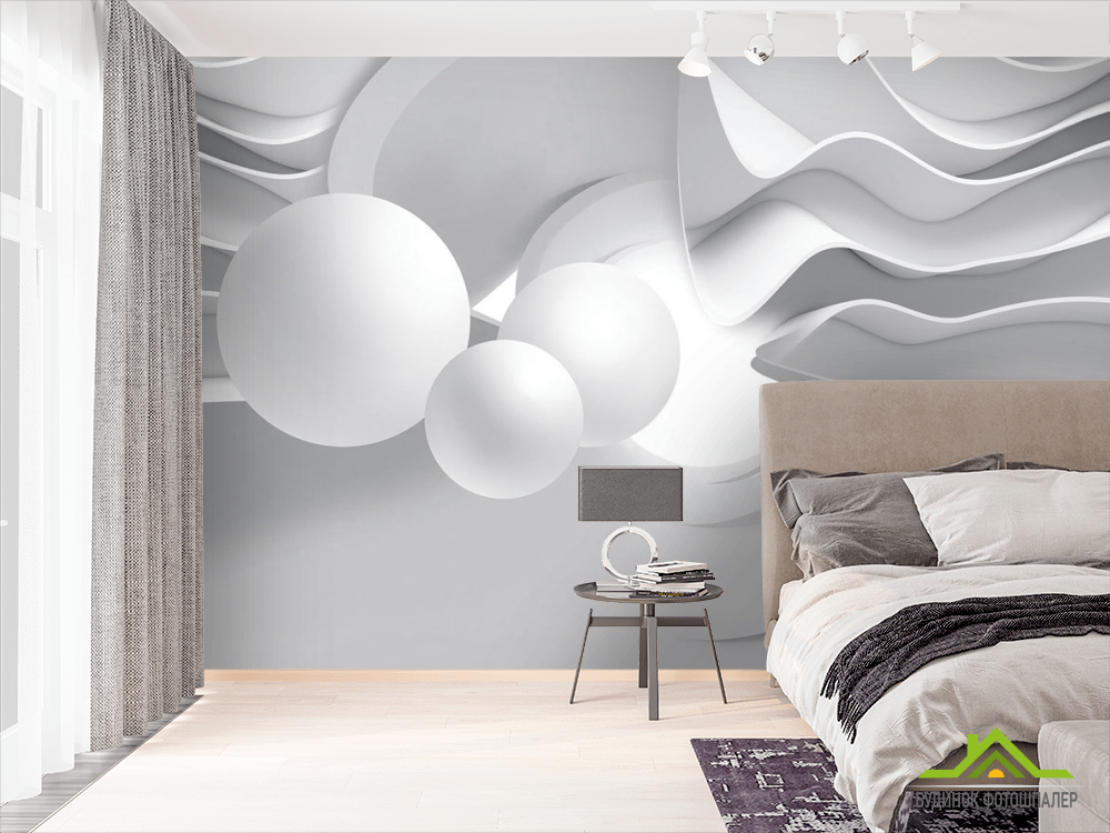 Фотошпалери Сірі сфери в тунелі