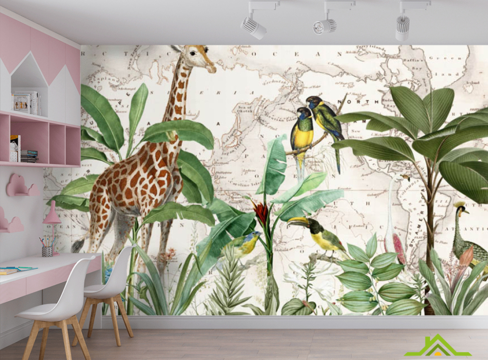 выбрать Фотошпалери Карта з жирафом Каталог фотошпалер на стіну