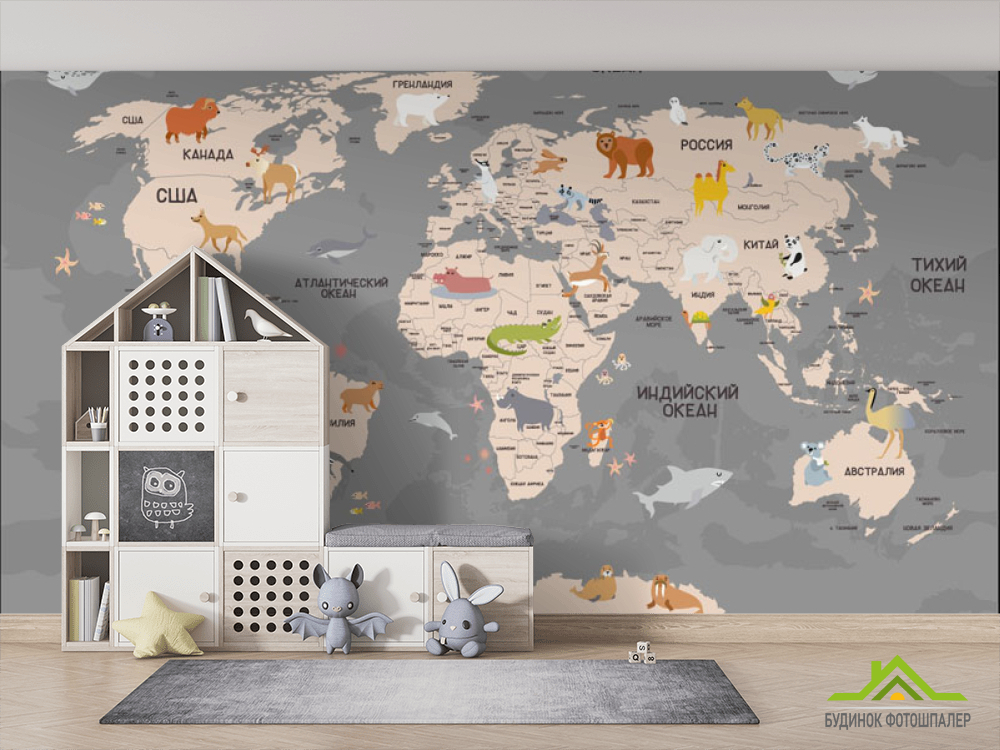 Фотошпалери сіра карта дитяча українською мовою