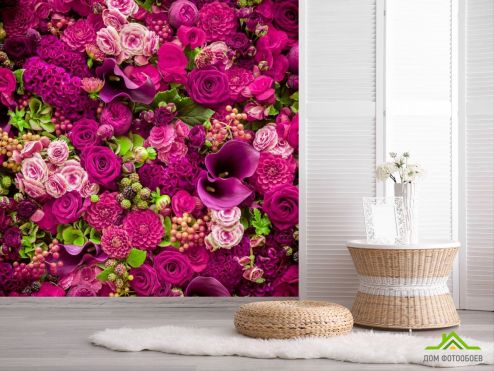 выбрать Фотошпалери бузкові троянди та лілії  на стіну