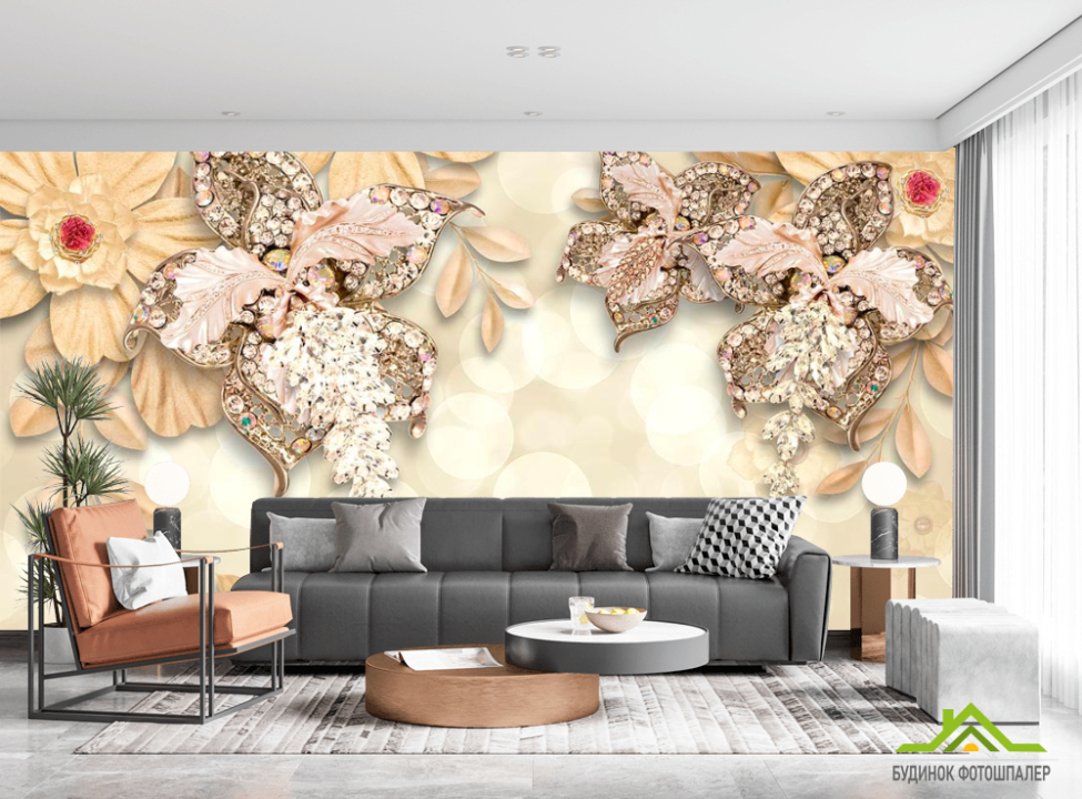 выбрать Фотошпалери 3d квіти і брошки Каталог фотошпалер на стіну