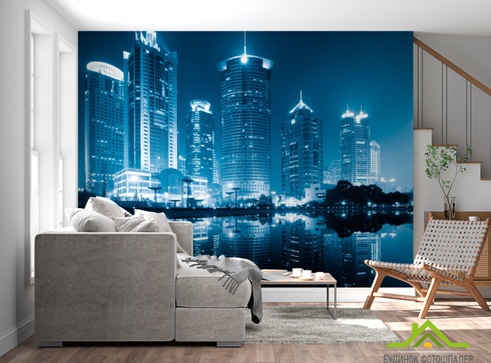 выбрать Фотообои синий вечерний город Каталог фотообоев на стену