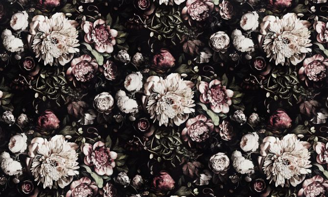 Фотошпалери Класичні квіти на чорному тлі