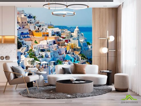 выбрать Фотообои о. Санторини, Греция Фотообои, цвет: «разноцветный, квадратная» на стену