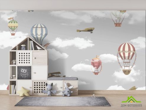 выбрать Фотообои Самолётики и воздушные шары  на стену