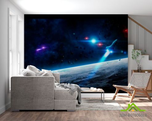 выбрать Фотообои Шатл и астероиды Фотообои Фотообои Космос: горизонталная, горизонтальная ориентация на стену