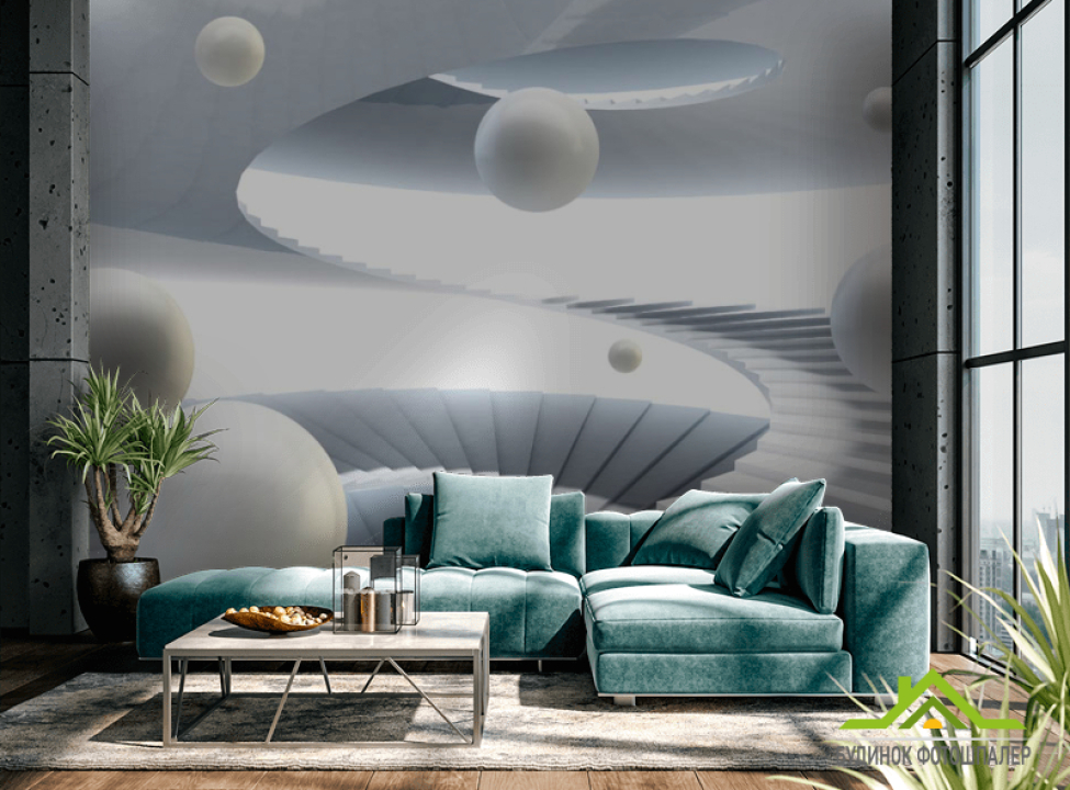 выбрать Фотошпалери сірі сфери 3д Каталог фотошпалер на стіну