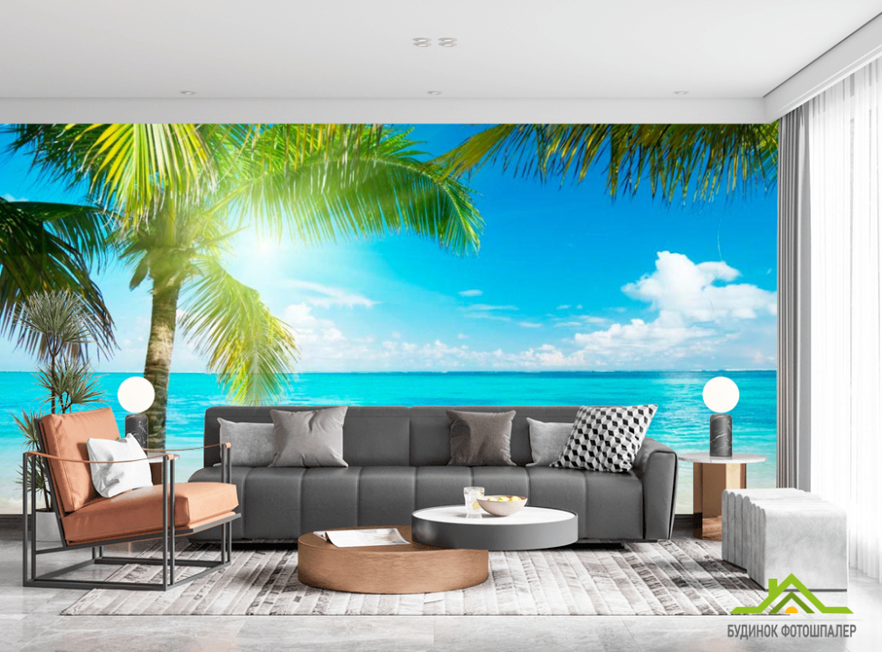выбрать Фотообои Пальма в солнечных лучах Фотообои Море на стену