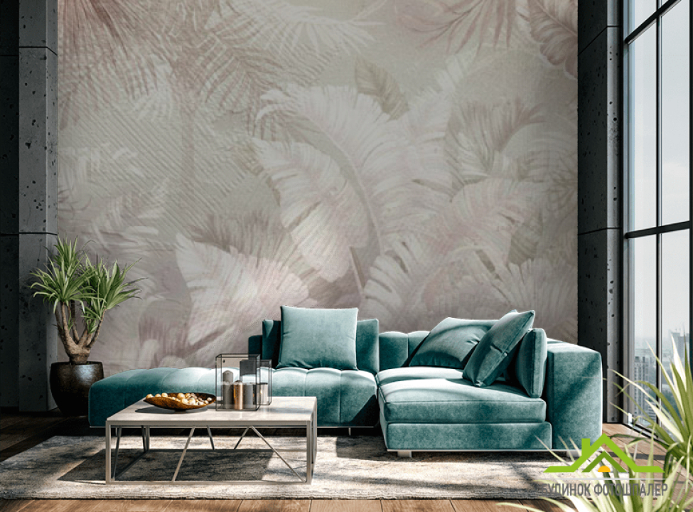 выбрать Фотошпалери рожеві тропічні листя Каталог фотошпалер на стіну