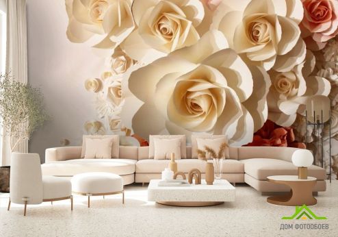 выбрать Фотошпалери 3D паперові троянди Фотошпалери 3Д на стіну