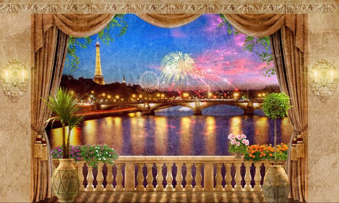 Фотошпалери Вид з вікна на нічний Париж