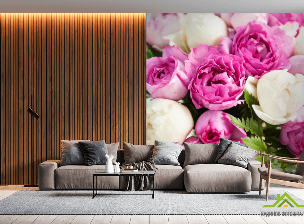 выбрать Фотошпалери Яскравий букет півоній Каталог фотошпалер на стіну