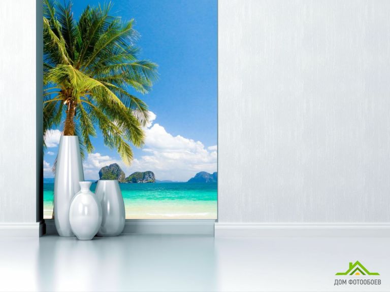 Фотообои пальма на берегу моря