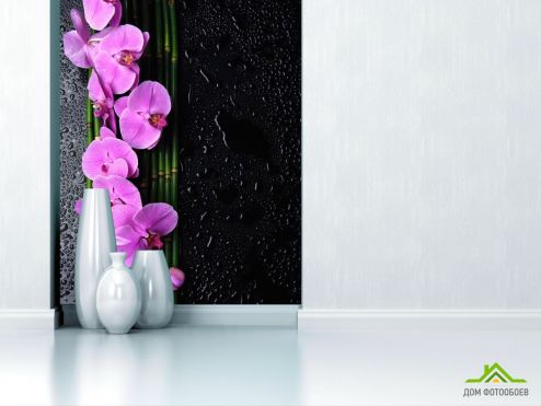 выбрать Фотообои Орхидеи розовые, бамбук Фотообои Фотообои Орхидеи: фото, вертикальная  на стену