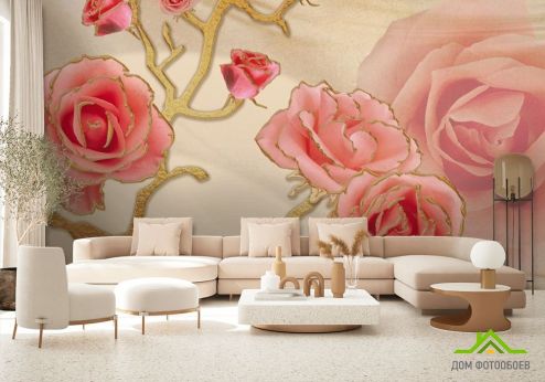 выбрать Фотошпалери Троянди Фотошпалери Фотошпалери 3D квіти: картинка  на стіну