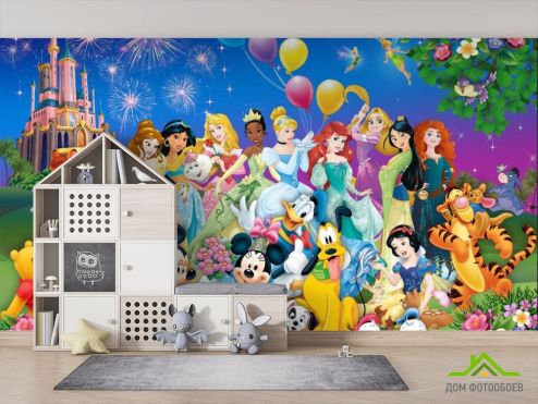 выбрать Фотообои Все принцессы у замка Фотообои Фотообои в детскую: горизонталная, горизонтальная ориентация на стену