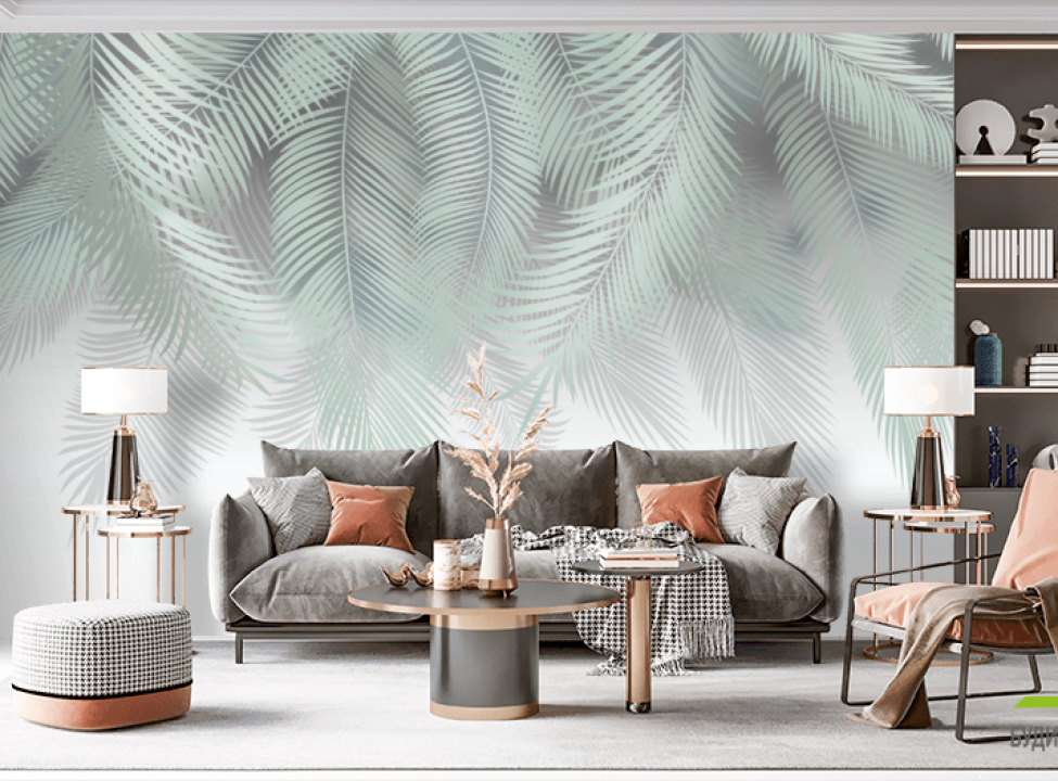 выбрать Фотошпалери листя в сірих відтінках Каталог фотошпалер на стіну